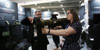 An attendee holds a Dynamit Nobel Defence RGW-90 anti-structure munitions (ASM) rocket launcher at the Twenty20 Insight booth at the Canadian Association of Defence &amp; Security Industries (CANSEC) trade show in Ottawa, Ontario, Canada, on Wednesday, May 31, 2023. CANSEC showcases technology, products, and services for land-based, naval, aerospace and joint forces military units. Photographer: David Kawai/Bloomberg via Getty Images