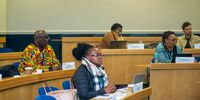 Participants in a lecture hall at the GIBS campus, with a programme focus on strategy, leadership and media sustainability.