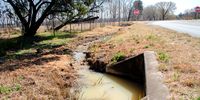 Water diverted from the Wonderfontein development flows through a stormwater drain beneath the road toward a neighbouring property on 20 August 2025. (Photo: Julia Evans)
