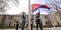 A flag-raising ceremony is held at the Ministry of Public Security in Beijing, China, 10 January 2024. (Phoro: EPA-EFE/XINHUA / YIN GANG)
