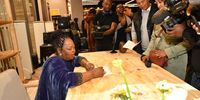 Gloria Tomatoe Serobe at a book signing. (Photo: Supplied)