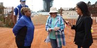 Alex Christians, Belinda Kayser-Echeozonjoku, Helen Zille the Johannesburg mayoral candidate of the Democratic Alliance and Ferial Haffajee outside the Brixton reservoir and tower  on 01 October 2025. (Photo: Felix Dlangamandla)