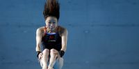Matsuri Arai of Japan competes during the Women 10m Platform semfinal of the Diving competitions in the Paris 2024 Olympic Games, at the Paris Aquatics Centre in Saint Denis, France, 05 August 2024.  EPA-EFE/MAST IRHAM