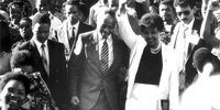 SOUTH AFRICA - 10 February 1991: Former President Nelson Mandela and his wife Winnie Madikizela Mandea at the High Court. (Photo by Gallo Images/Media24 Archives)