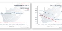 Reported killings and brutality by police have remained relatively consistent in recent years, while the number of disciplinary hearings and convictions across all categories of misconduct have been declining steadily. (Data visualisation: Viewfinder)