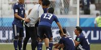 epa06847848 Players of Japan react after the FIFA World Cup 2018 group H preliminary round soccer match between Japan and Poland in Volgograd, Russia, 28 June 2018. </p>
<p>(RESTRICTIONS APPLY: Editorial Use Only, not used in association with any commercial entity - Images must not be used in any form of alert service or push service of any kind including via mobile alert services, downloads to mobile devices or MMS messaging - Images must appear as still images and must not emulate match action video footage - No alteration is made to, and no text or image is superimposed over, any published image which: (a) intentionally obscures or removes a sponsor identification image; or (b) adds or overlays the commercial identification of any third party which is not officially associated with the FIFA World Cup)  EPA-EFE/SERGEI ILNITSKY   EDITORIAL USE ONLY