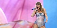 Taylor Swift performs on stage during the "Taylor Swift | The Eras Tour" at Wembley Stadium on August 15, 2024 in London, England. (Photo by Kate Green/Getty Images)