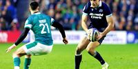 Scotland's Blair Kinghorn (R) in action during a Guinness Six Nations match between Scotland and Ireland at Scottish Gas Murrayfield, on February 09, 2025, in Edinburgh, Scotland. (Photo by Ross Parker/SNS Group via Getty Images)