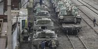 Russian armoured vehicles at a railway station in Rostov region, Russia, 23 February 2022. (Photo: EPA-EFE / Stringer)