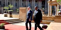 His Excellency President Cyril Ramaphosa and His Excellency Chancellor Olaf Scholz of the Federal Republic of Germany during the welcoming ceremony at the Union Buildings in Tshwane.PhotoLSiyabulela Duda/GCIS