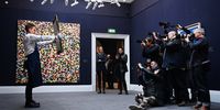 Sotheby's staff holds Kees van Dongen's 'Fatimah Ismael de Louxor' at Sotheby's during the May Sales collection in London, Britain, 12 April 2023. The artwork is expected to fetch 4-5 million euros at auction in New York in May.  EPA-EFE/ANDY RAIN
