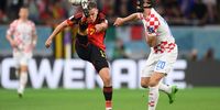 DOHA, QATAR - DECEMBER 01: Leandro Trossard of Belgium is challenged by Josko Gvardiol of Croatia during the FIFA World Cup Qatar 2022 Group F match between Croatia and Belgium at Ahmad Bin Ali Stadium on December 01, 2022 in Doha, Qatar. (Photo by Laurence Griffiths/Getty Images)