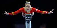 MUNICH, GERMANY - AUGUST 11: Lorena Medina of Spain competes in the Balance Beam during the Women's Artistic Gymnastics Subdivision 2 competition on day 1 of the European Championships Munich 2022 at  on August 11, 2022 in Munich, Germany. (Photo by Matthias Hangst/Getty Images)