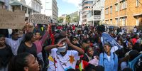 Cape Town University students protest on 16 March 2023 against the introduction by National Student Financial Aid Scheme of the direct payment of allowance system. (Photo: Ziyanda Duba)