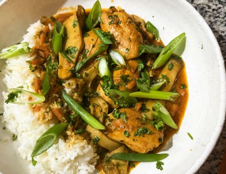 Chicken and king oyster coconut curry