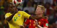  Fernandinho (L) of Brazil and Kevin De Bruyne of Belgium in action during the FIFA World Cup 2018 quarter final soccer match between Brazil and Belgium in Kazan, Russia, 06 July 2018. EPA-EFE/DIEGO AZUBEL