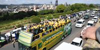 The South African rugby team arrives at the  Union Buildings in their tour buses. 2 November 2023 in Pretoria. (Photo: Gallo Images/Frennie Shivambu)
