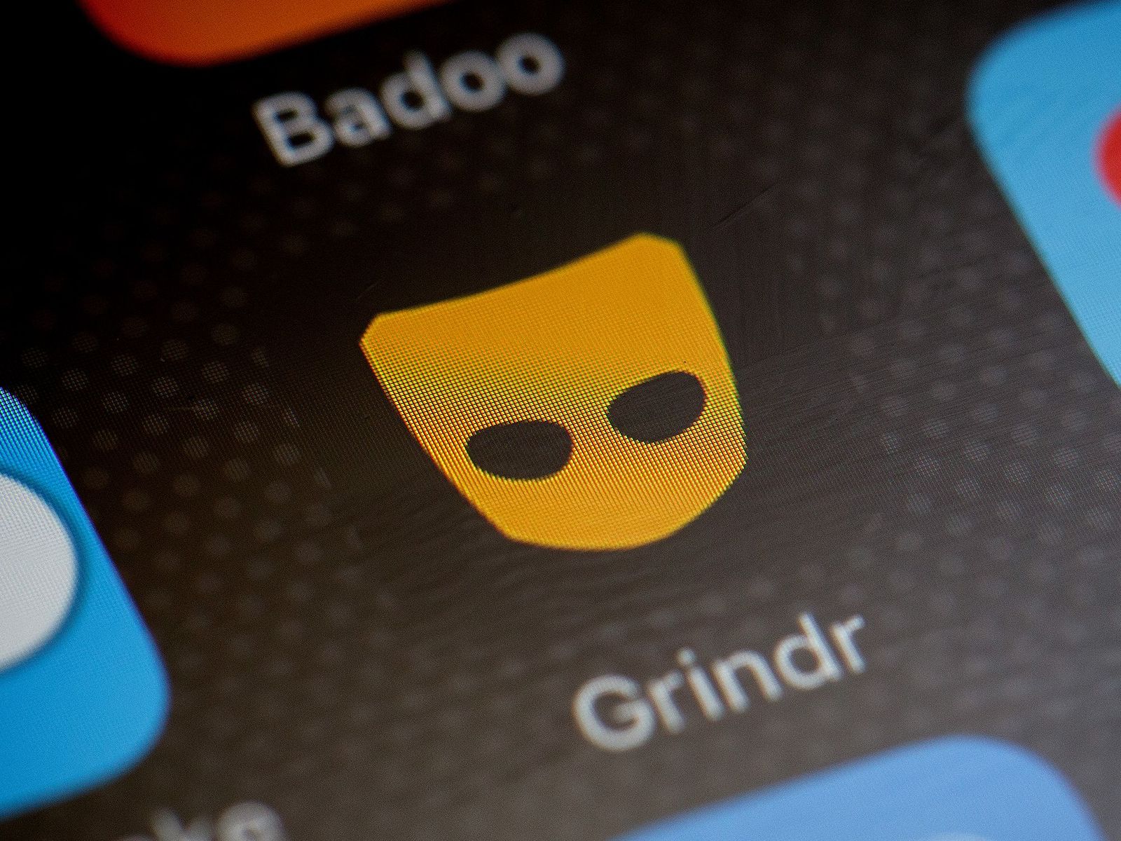 LONDON, ENGLAND - NOVEMBER 24:  The "Grindr" app logo is seen amongst other dating apps on a mobile phone screen on November 24, 2016 in London, England.  Follo