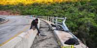 The bus carrying Easter pilgrims to Moria, Limpopo, plunged about 100m down this bridge at Mmamatlakala Pass, killing 45 people, including the driver. (Photo: Photo: Lucas Ledwaba)