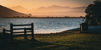 Outeniqua Mountains Sunset from Swartvlei, Sedgefield. <br>