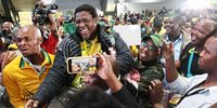 New secretary Bheki Mtolo is carried by his supporters, welcoming him to his new position in Durban on 24 July 2022. The ANC KwaZulu-Natal's new top 5 leaders are Siboniso Duma, (provincial chairperson), Nomagugu Simelane (deputy chairperson), Bheki Mtolo (secretary), Sipho Hlomuka (deputy secretary) and Dr Ntuthuko Mahlaba (treasurer). (Photo: Mandla Langa)