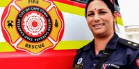  Amesha Bachan, platoon commander at Ottery Fire Station, Cape Town, joined the service in 2008. Having experienced some challenges as a woman in a male-dominated environment, she promised herself that once she became platoon commander, she would never allow her colleagues to go through the same experience. ‘I am passionate about training and development, and having them advance,’ she said. (Photo: Tamsin Metelerkamp)