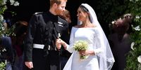 WINDSOR, UNITED KINGDOM - MAY 19: Britain's Prince Harry, Duke of Sussex and his wife Meghan, Duchess of Sussex leave from the West Door of St George's Chapel, Windsor Castle, in Windsor on May 19, 2018 in Windsor, England. (Photo by  Ben STANSALL - WPA Pool/Getty Images)