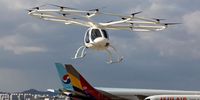 SEOUL, SOUTH KOREA - NOVEMBER 11: The Volocopter 2X Air Taxi files during an Urban Air Mobility Seoul Demo event on November 11, 2021 in Seoul, South Korea. South Korea aims to commercialize "drone taxis," or urban air mobility (UAM) vehicles, by the end of 2025 at the earliest, aiming to ease traffic congestion on Seoul's roads, the Ministry of Land, Infrastructure and Transport said. (Photo by Chung Sung-Jun/Getty Images)