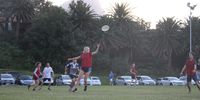 Elena Piller intercepts the disc during a pick-up game of Ultimate in Cape Town. (Photo: Nina Turok Shapiro)