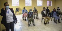 Elderly residents wait in line in Johannesburg on 17 May 2021 to receive their vaccinations during the first day of the Covid-19 vaccination programme for the country’s over-60s. (Photo: EPA-EFE / Kim Ludbrook)