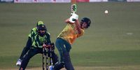 South African cricketer David Miller plays a shot during the second T20 cricket match between Pakistan and South Africa in Lahore, Pakistan, 13 February 2021. (Photo: EPA-EFE / Rahat Dar)
