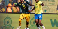 Themba Zwane of Mamelodi Sundowns in action with George Matlou of Kaizer Chiefs during their MTN8 semi final, 2nd leg match at Lucas Moripe Stadium on 23 September, 2023 in Pretoria, South Africa. (Photo: Gallo Images)