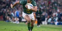 Kurt-Lee Arendse on his way to score a try during the Castle Lager Rugby Championship match between South Africa and Australia at Emirates Airline Park on August 16, 2025 in Johannesburg, South Africa. (Photo: Anton Geyser/Gallo Images)