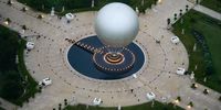 PARIS, FRANCE - JULY 26: A photograph taken from a helicopter shows an aerial view of a balloon attached to the cauldron (unseen) in the Tuileries garden during the Opening Ceremony of the Olympic Games Paris 2024 on July 26, 2024 in Paris, France. (Photo by Lionel Bonaventure-Pool/Getty Images)