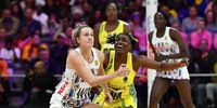 Jeante Strydom of South Africa and Khadijah Williams of Jamaica. (Photo: Ashley Vlotman / Gallo Images / Netball World Cup 2023)