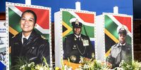 Lieutenant Commander Gillian Malouw-Hector, Master Warrant Officer William Mathipa and Warrant Officer Class One Mmokwapa Mojela of the SA Navy, who died after being swept off the deck of the SAS ’Manthatisi submarine in 2023 off Kommetjie, Cape Town. (Photo: Gallo Images / Brenton Geach)