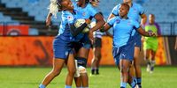 Celebrations after the try from Patience Mokone of the Bulls Daisies during the Women's Premier Division, Final match between Bulls Daisies and DHL Western Province at Loftus Versfeld on March 29, 2025 in Pretoria, South Africa. (Photo by Gordon Arons/Gallo Images)