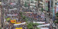 Supporters of the opposition Bangladesh Nationalist Party (BNP) attend a mass rally in front of their Nayapaltan office in Dhaka, Bangladesh, 12 July 2023. The BNP said thousands gathered in a mass rally calling for Prime Minister Sheikh Hasina's resignation and the formation of a caretaker government before the next general election. The political showdown came as delegations from the European Union and the United States are visiting Bangladesh to hold talks with different stakeholders over various issues, including a free and fair general election, democracy, and human rights. EPA-EFE/MONIRUL ALAM