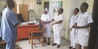 Dr. Abimbola with some staff of the Mainland Hospital, Yaba. (Photo: Tolulope Adeleru-Balogun)