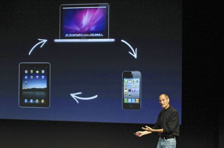 Steve Jobs, design god of the future, or Steve Jobs, Big Brother? You choose.