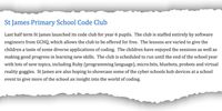 An entry in the March/April 2019 newsletter, produced by GCHQ, which outlines its officers entry into one primary school to set up a “code club”.