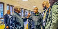 ANC National Executive Committee members David Mabuza, Pule Mabe, Siboniso Duma and Ronald Lamola during a session on Day 1 of its sitting at Nasrec. (Photo: @MYANC / Twitter)