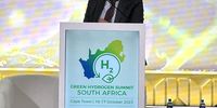 Electricity Minister Kgosientsho Ramokgopa delivers an address at the Green Hydrogen Summit in Cape Town on Monday. (Photo: Ethan van Diemen)
