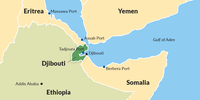 A map showing Djibouti’s strategic regional location. (Graphic: Supplied by ISS Today)