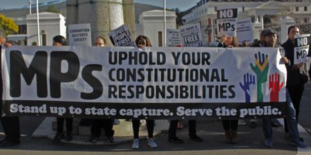 Protesters remind MPs of the impact of crime and state capture