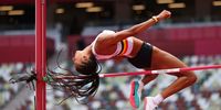 TOKYO, JAPAN - AUGUST 04:  Nafissatou Thiam of Team Belgium competes in the Women's Heptathlon High Jump on day twelve of the Tokyo 2020 Olympic Games at Olympic Stadium on August 04, 2021 in Tokyo, Japan. (Photo by Patrick Smith/Getty Images)