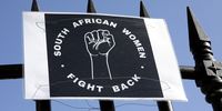 CAPE TOWN, SOUTH AFRICA - JULY 20: A general view of placards on the fence at Parliament posted by South Africa Women Fight Back on July 20, 2020 in Cape Town, South Africa. South Africa Women Fight Back is a national community of united women networking to bring about change and improvement for all women and gender based violence in South Africa. (Photo by Gallo Images/Jacques Stander)