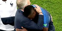 France's head coach Didier Deschamps hugs Blaise Matuidi of France during the FIFA World Cup 2018 semi final soccer match between France and Belgium in St.Petersburg, Russia, 10 July 2018. EPA-EFE/ZURAB KURTSIKIDZE