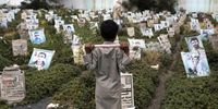 A Yemeni child stands next to graves with portraits of children killed in Yemen's prolonged war, at a cemetery in Sana'a, Yemen, 14 August 2023. The Houthis movement has accused the Saudi-led coalition of killing over 8,000 children in Yemen since the war began in March 2015 when the coalition launched a military operation and an airstrike campaign against the Houthis who drove out the Saudi-backed Yemeni government from large parts of the Arab country, including the capital Sana'a.  EPA-EFE/YAHYA ARHAB