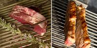 Grill steaks on the fatty edge first, then on the opposite side. Don’t forget the narrow ends either; they need a sear too. (Photos: Tony Jackman)<br>